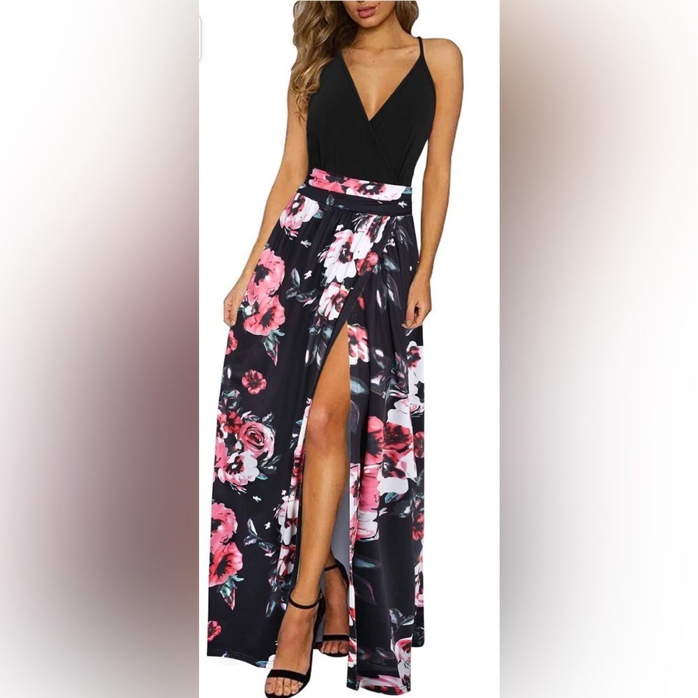 NWT Women’s New shows summer v neck spaghetti strap floral maxi dress size M